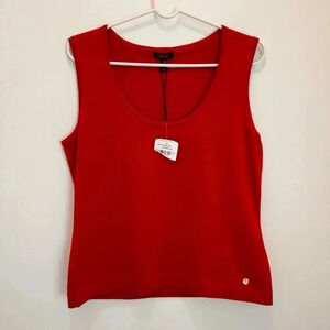 ESCADA Top Womens 40 Red 100% SCHURWOLLE Scoopneck Knit Tank